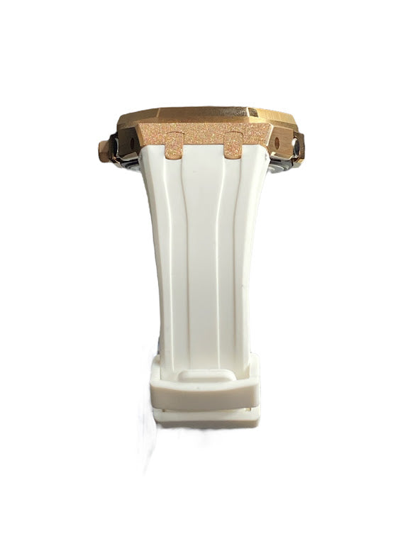 GShock Mod AP Style Rose Gold Emery w/ White Band/ Yellow Stainless