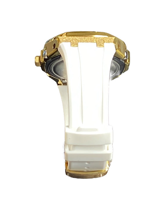 GShock Mod AP Style Gold Emery w/White Band/ Black and Grey Camo Stainless