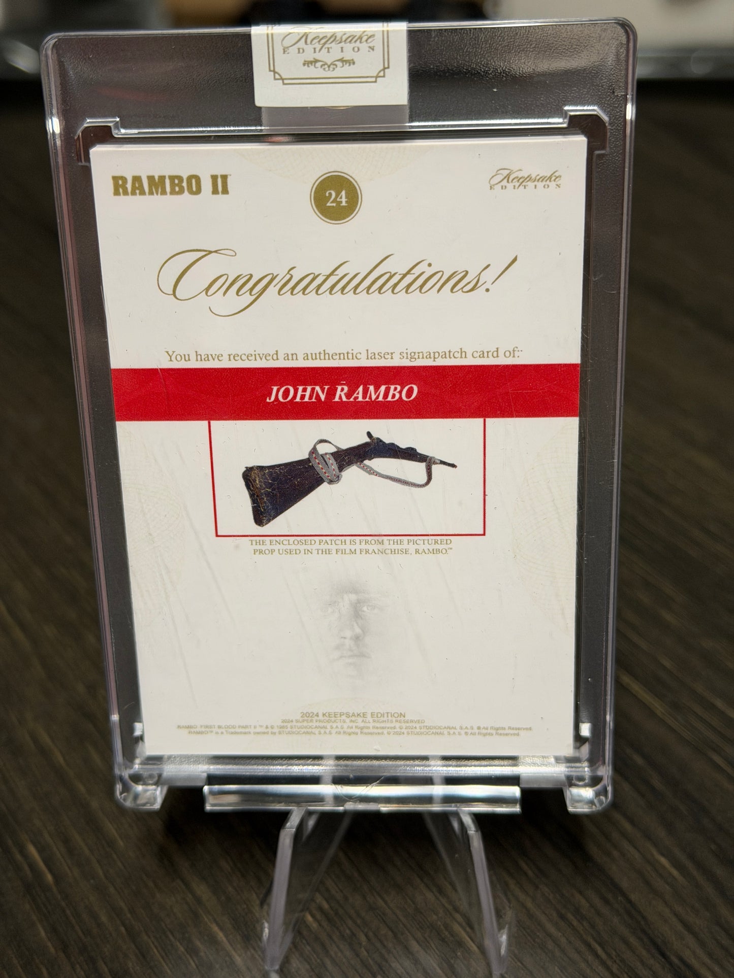 Keepsake Rambo II John Rambo Laser Signed Patch Card 58/99