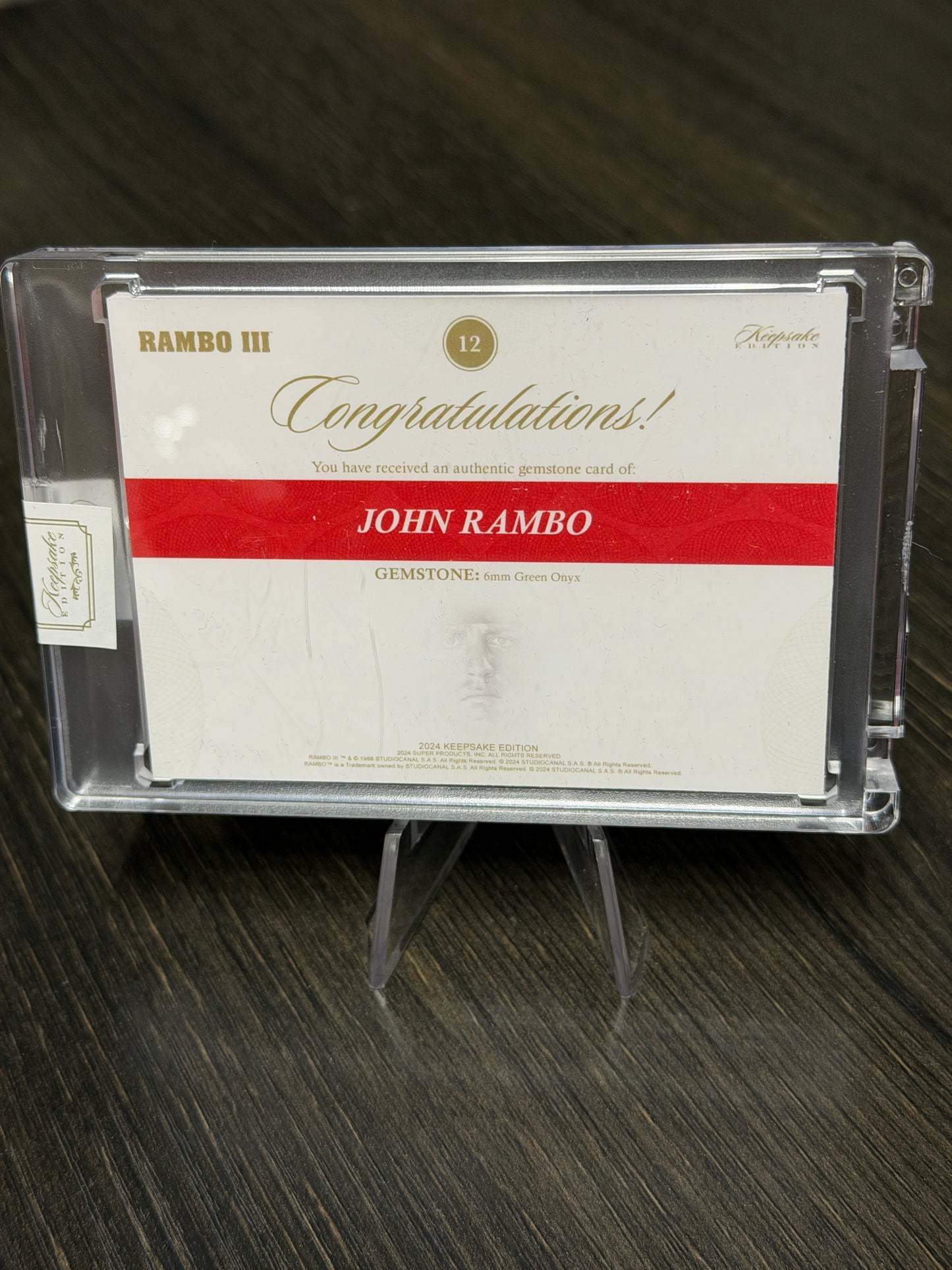 Keepsake Rambo III John Rambo Gemstone Card 6mm Green Onyx 35/99