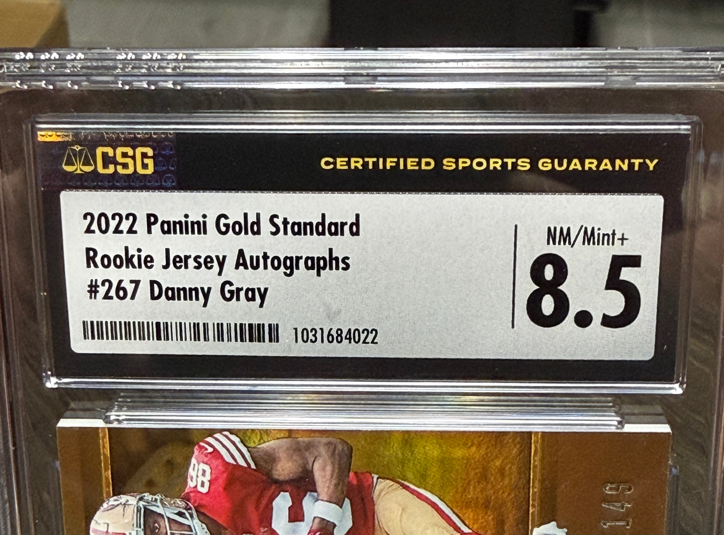 2022 Panini Gold Standard Danny Gray Rookie Jersey Autograph CSG 8.5