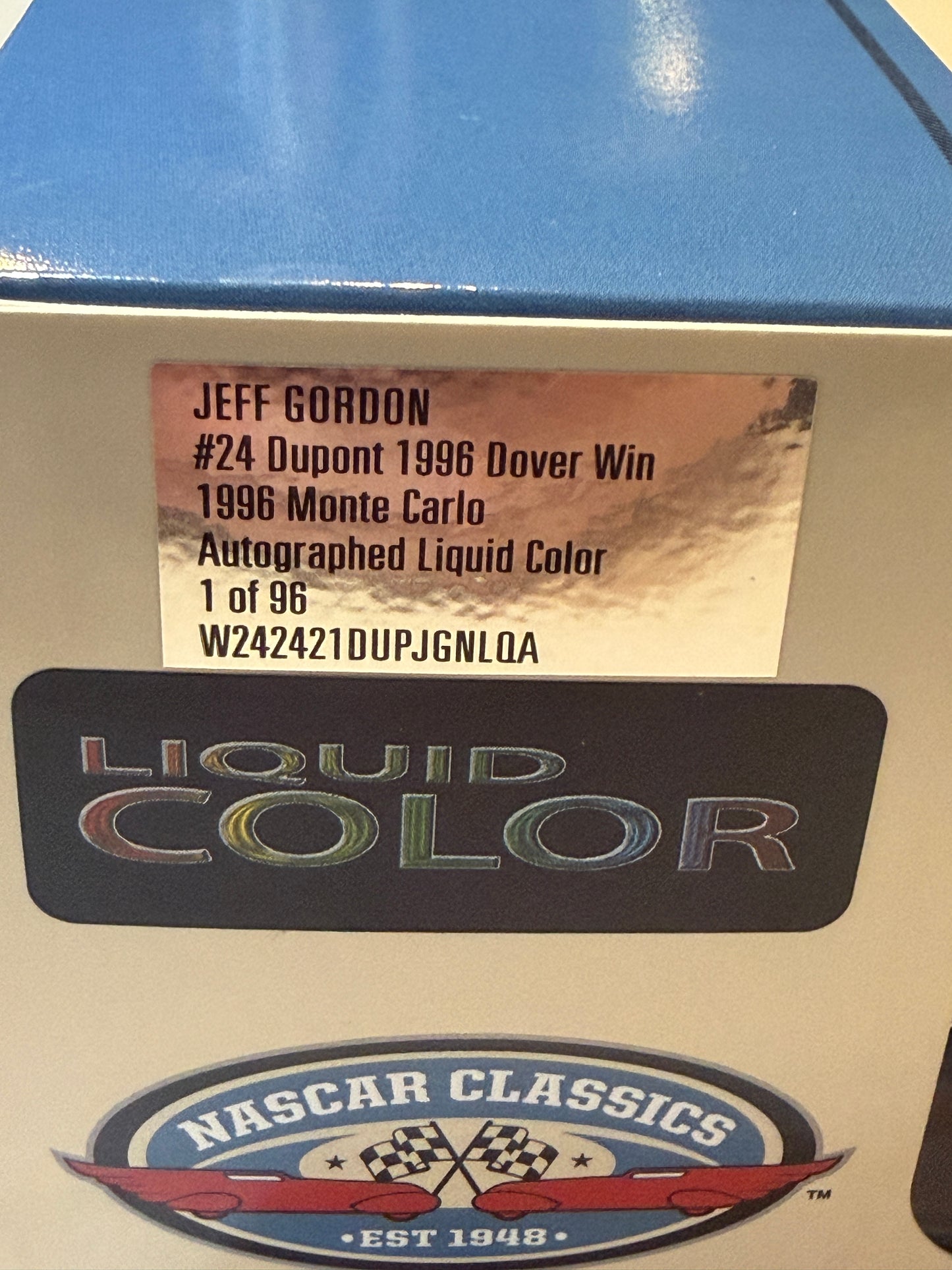 Jeff Gordon & Ray Evernham Signed LE NASCAR #24 Dupont 1996 Dover Win Monte Carlo Liquid Color 1:24 Scale Diecast Car