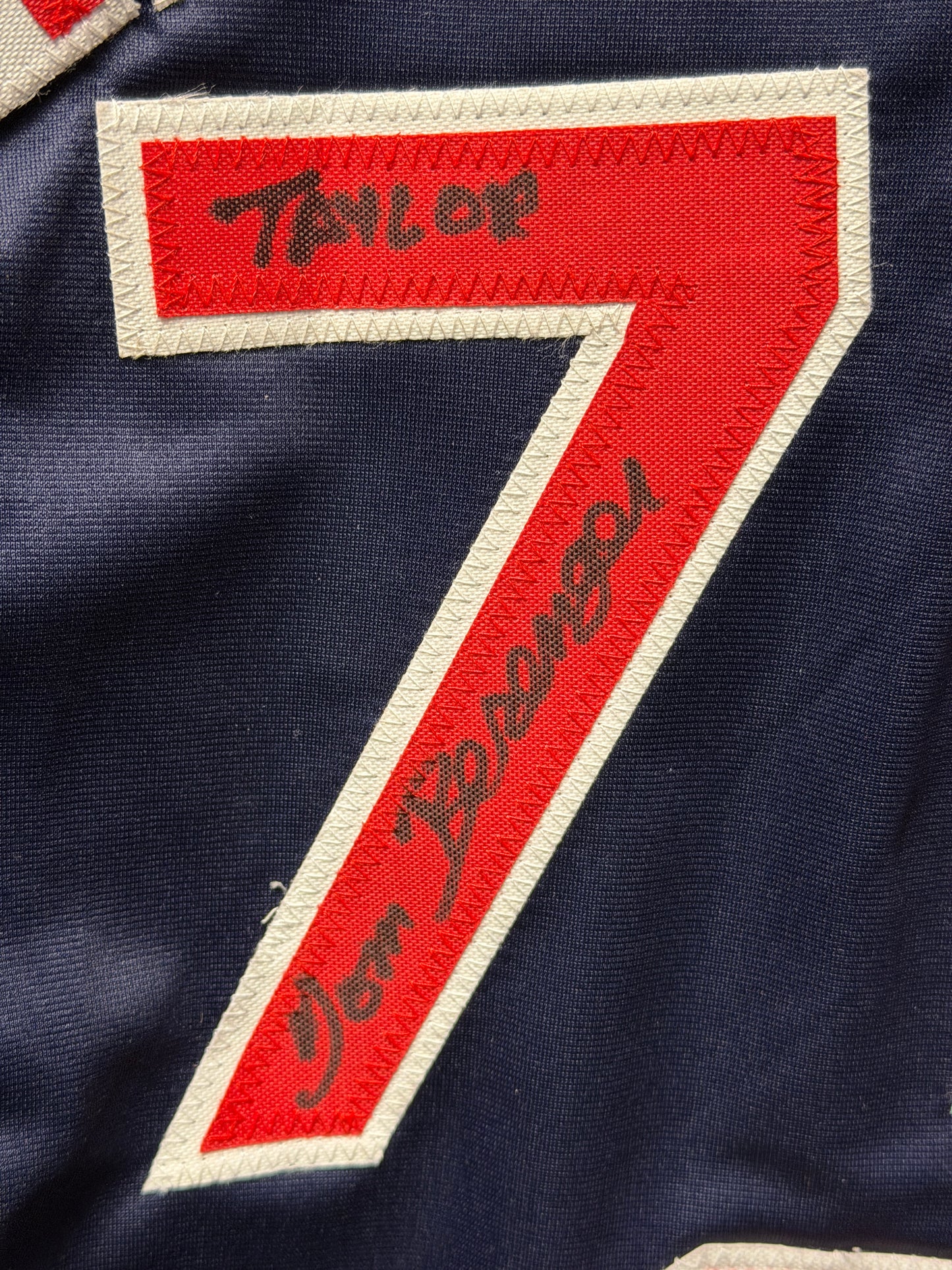 Charlie Sheen, Tom Berenger & Corbin Bernsen Signed Major League Jersey Inscribed “Taylor” & “Dorn”  JSA Authenticated