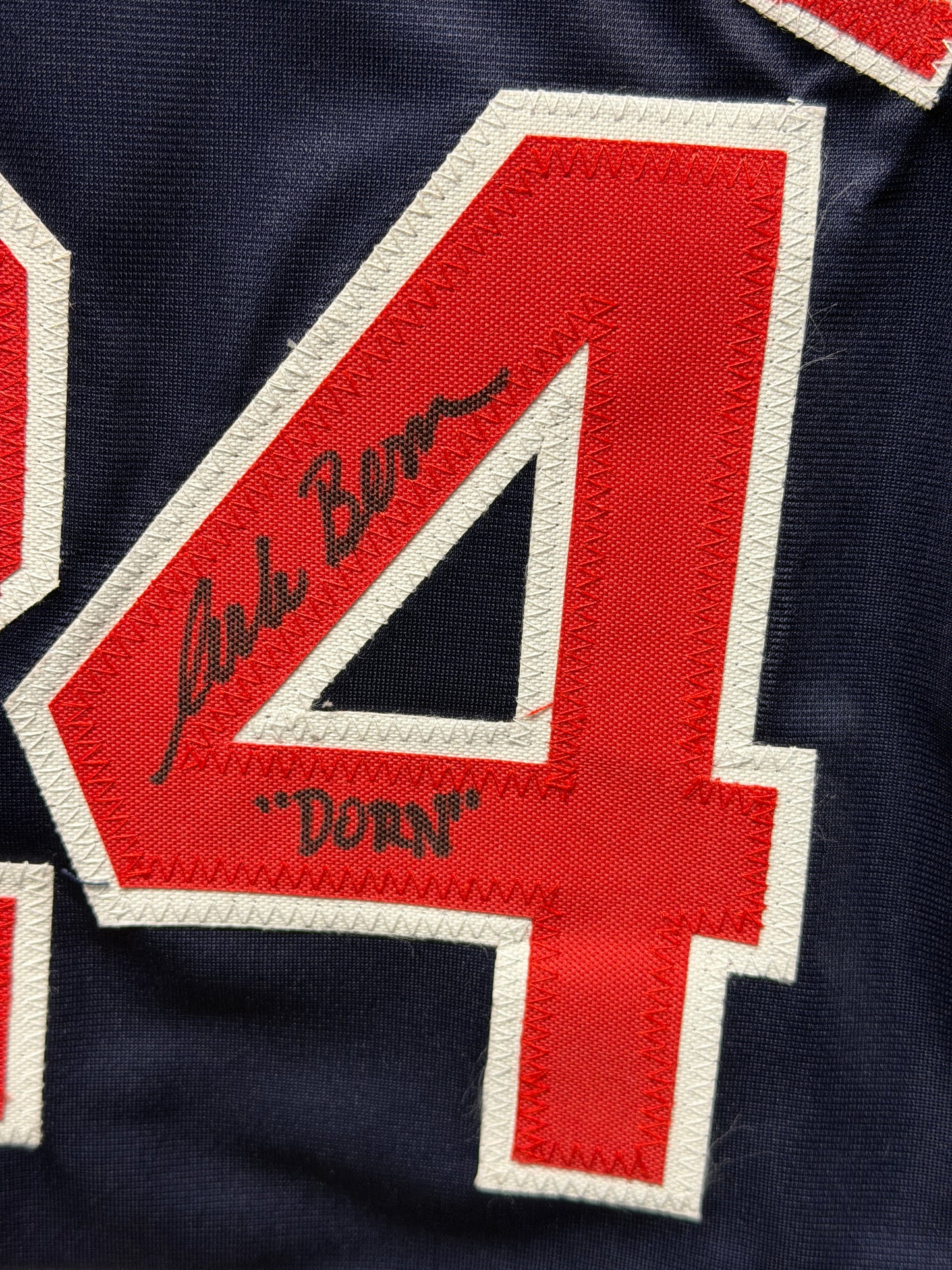Charlie Sheen, Tom Berenger & Corbin Bernsen Signed Major League Jersey Inscribed “Taylor” & “Dorn”  JSA Authenticated