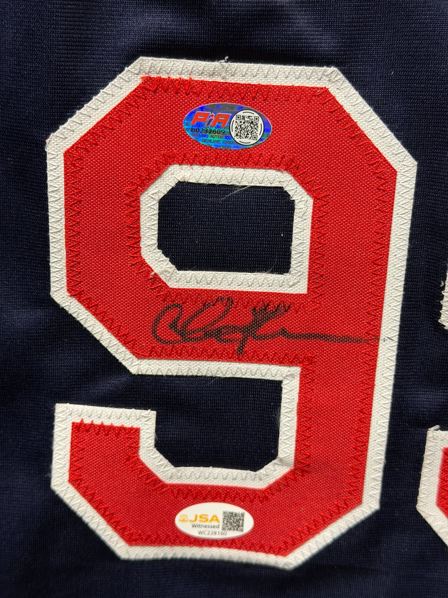 Charlie Sheen, Tom Berenger & Corbin Bernsen Signed Major League Jersey Inscribed “Taylor” & “Dorn”  JSA Authenticated