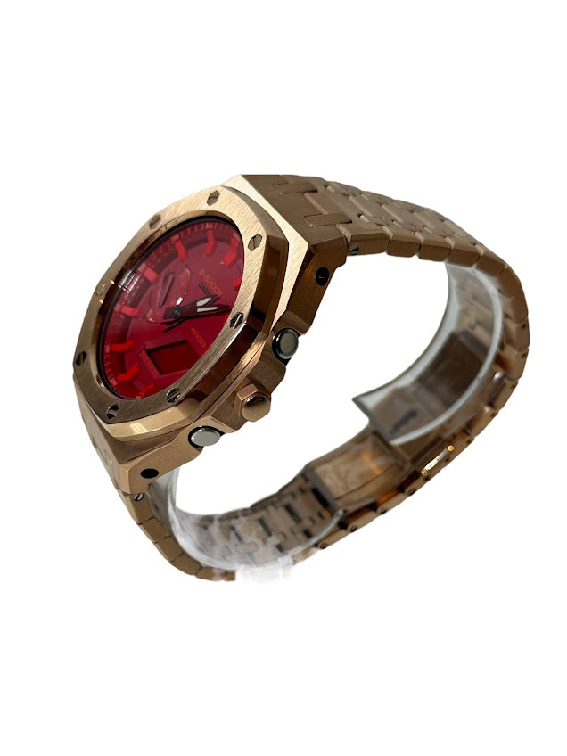 GShock Mod AP Style Rose Gold/ Red Stainless