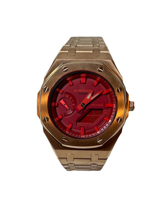 GShock Mod AP Style Rose Gold/ Red Stainless