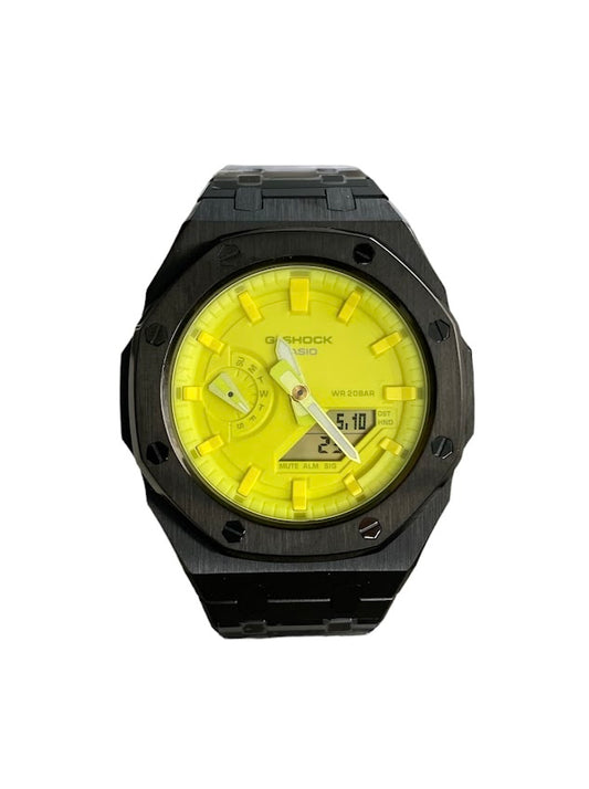 GShock Mod AP Style Black/ Yellow Stainless