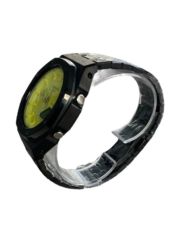 GShock Mod AP Style Black/ Yellow Stainless