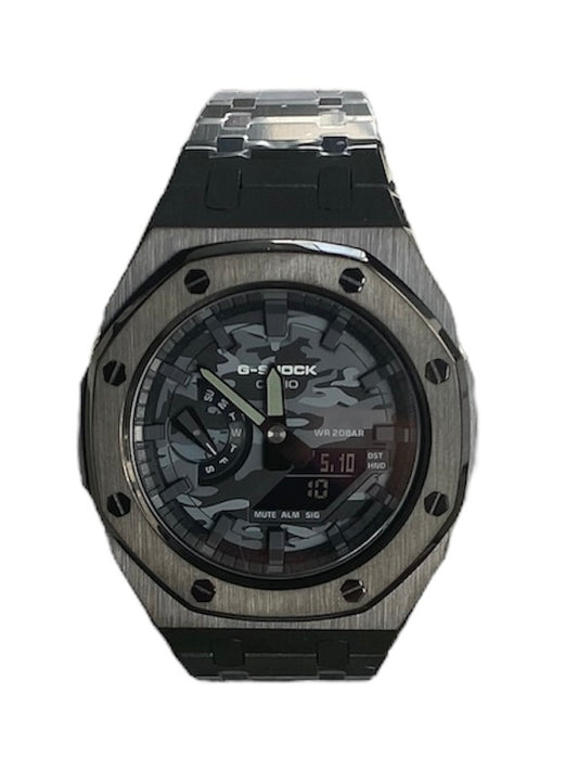 GShock Mod AP Style Black/ Black and Grey Camo Stainless