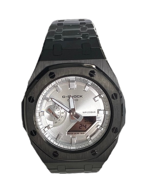 GShock Mod AP Style Black/ Silver Stainless