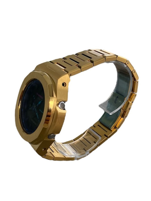 GShock Mod PP Style Gold/ Black Stainless and Blue and Teal Markers