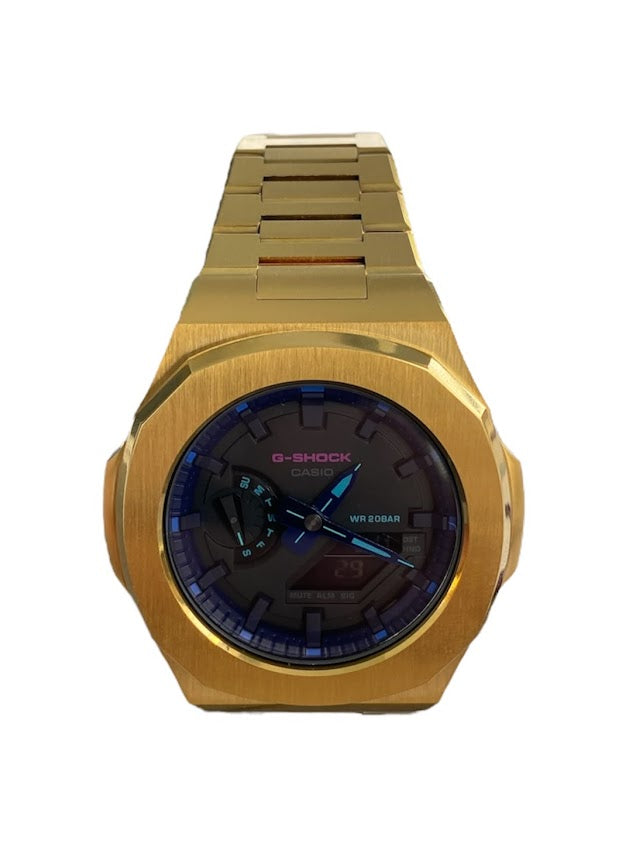 GShock Mod PP Style Gold/ Black Stainless and Blue and Teal Markers