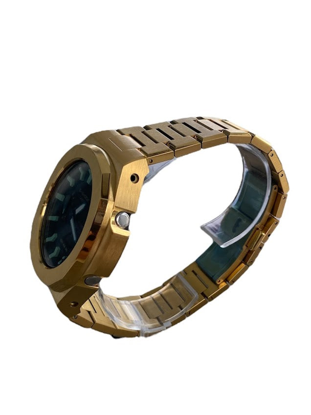 GShock Mod PP Style Gold/ Black Stainless w/Green Markers