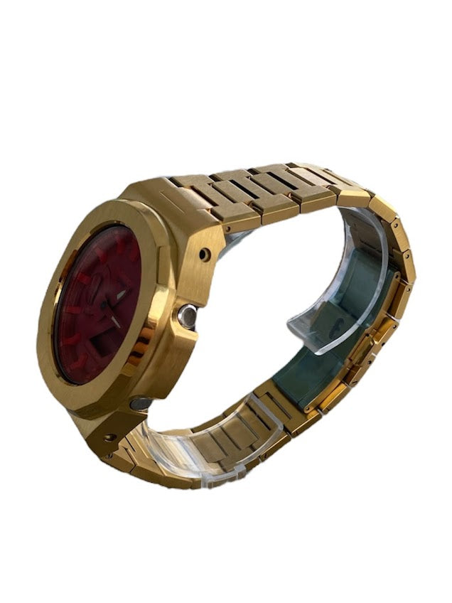 GShock Mod PP Style Gold/ Red Stainless