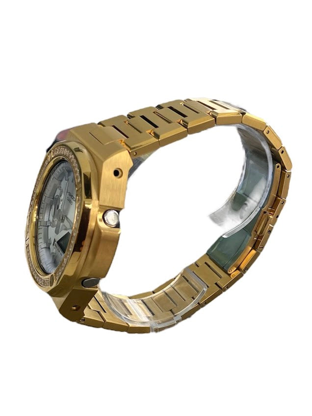 GShock Mod PP Style Gold with Crystal Bezel/ Silver Stainless