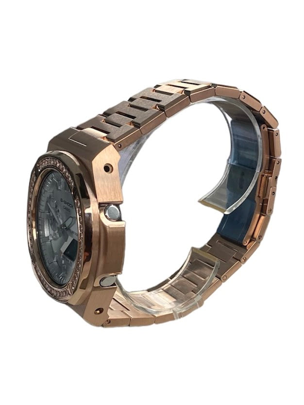 GShock Mod PP Style Rose Gold w/ Crystal Bezel/ Silver Stainless