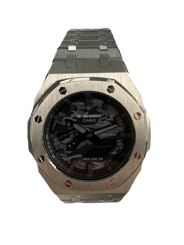 GShock Mod AP Style Silver/ Camo Stainless