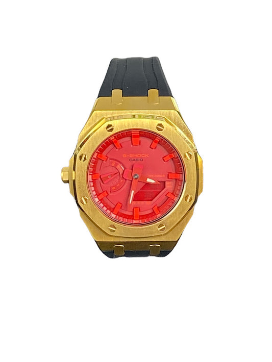 GShock Mod AP Style Gold W/ Black Band/ Red