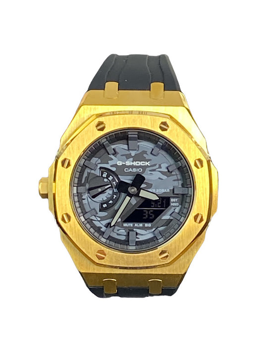 GShock Mod AP Style Gold w/ Black Band/ Camo