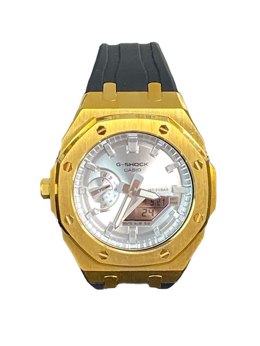 GShock Mod AP Style Gold w/ Black Band/ Silver