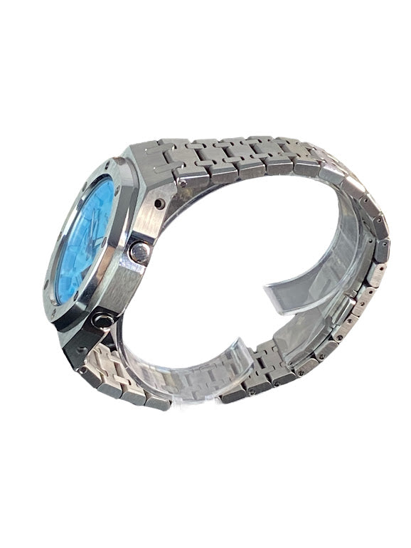 GShock Mod AP Style Silver/ Blue Stainless