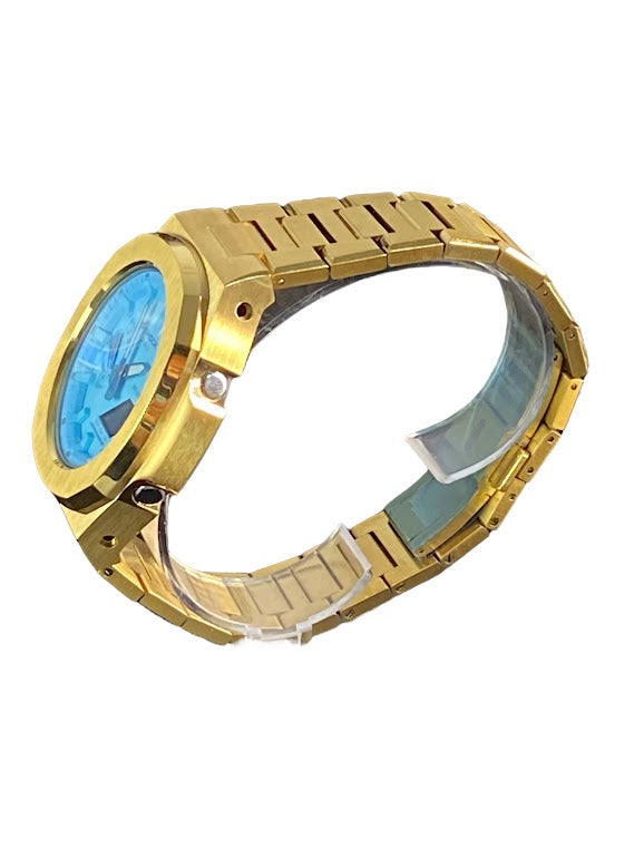 GShock Mod PP Style Gold/ Blue Stainless