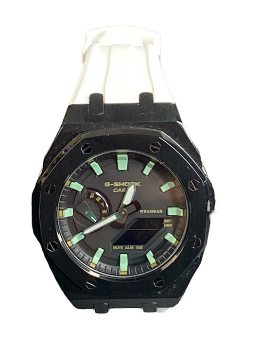 GShock Mod AP Style Black W/ White Band/ Black w/Green Markers