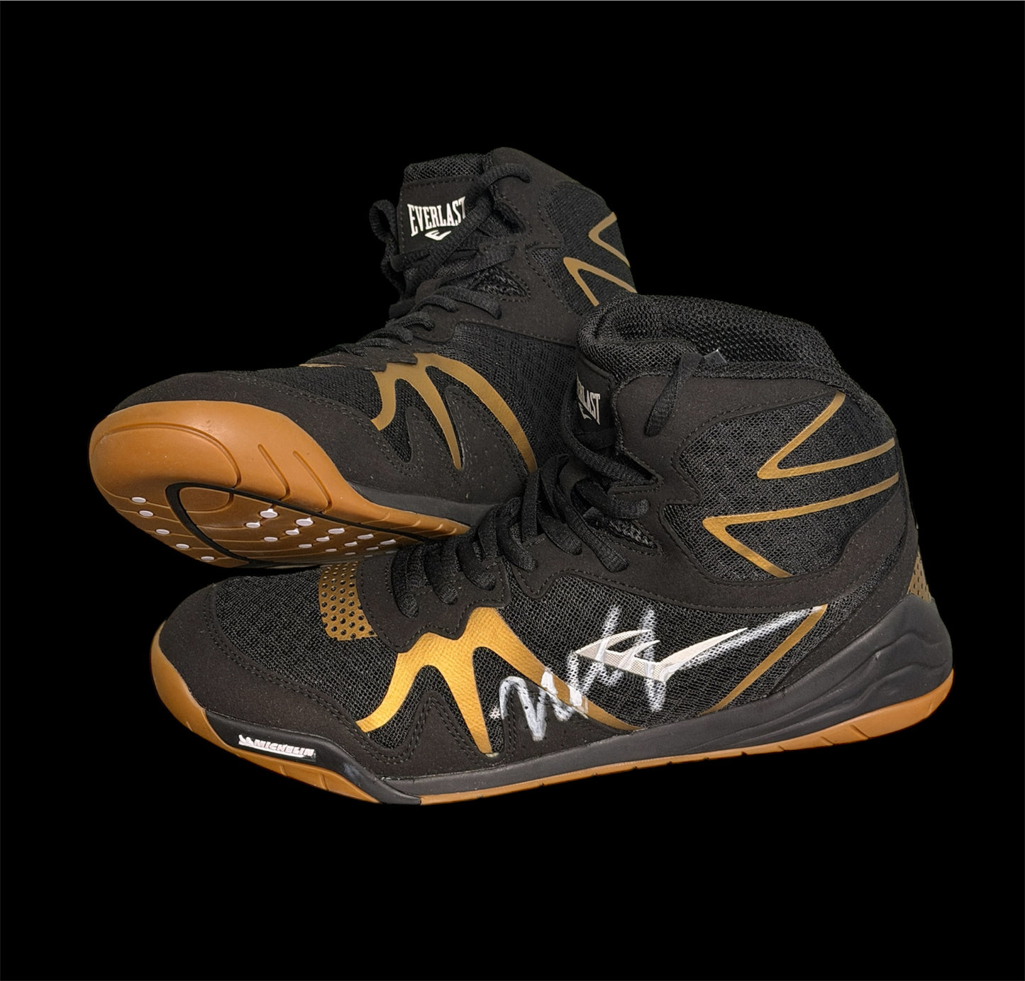 Mike Tyson Signed Everlast Boxing Boots With A Display Case
