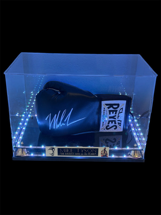 Mike Tyson Black Reyes Autographed Boxing Glove with Lighted Display Case
