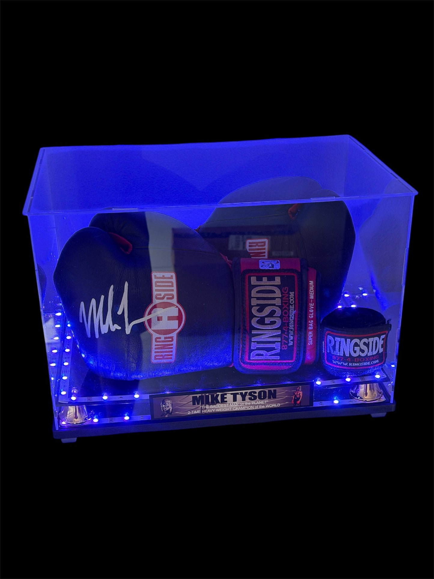 Mike Tyson Pair Of Sparring Used Gloves With Custom Lighted Display Box