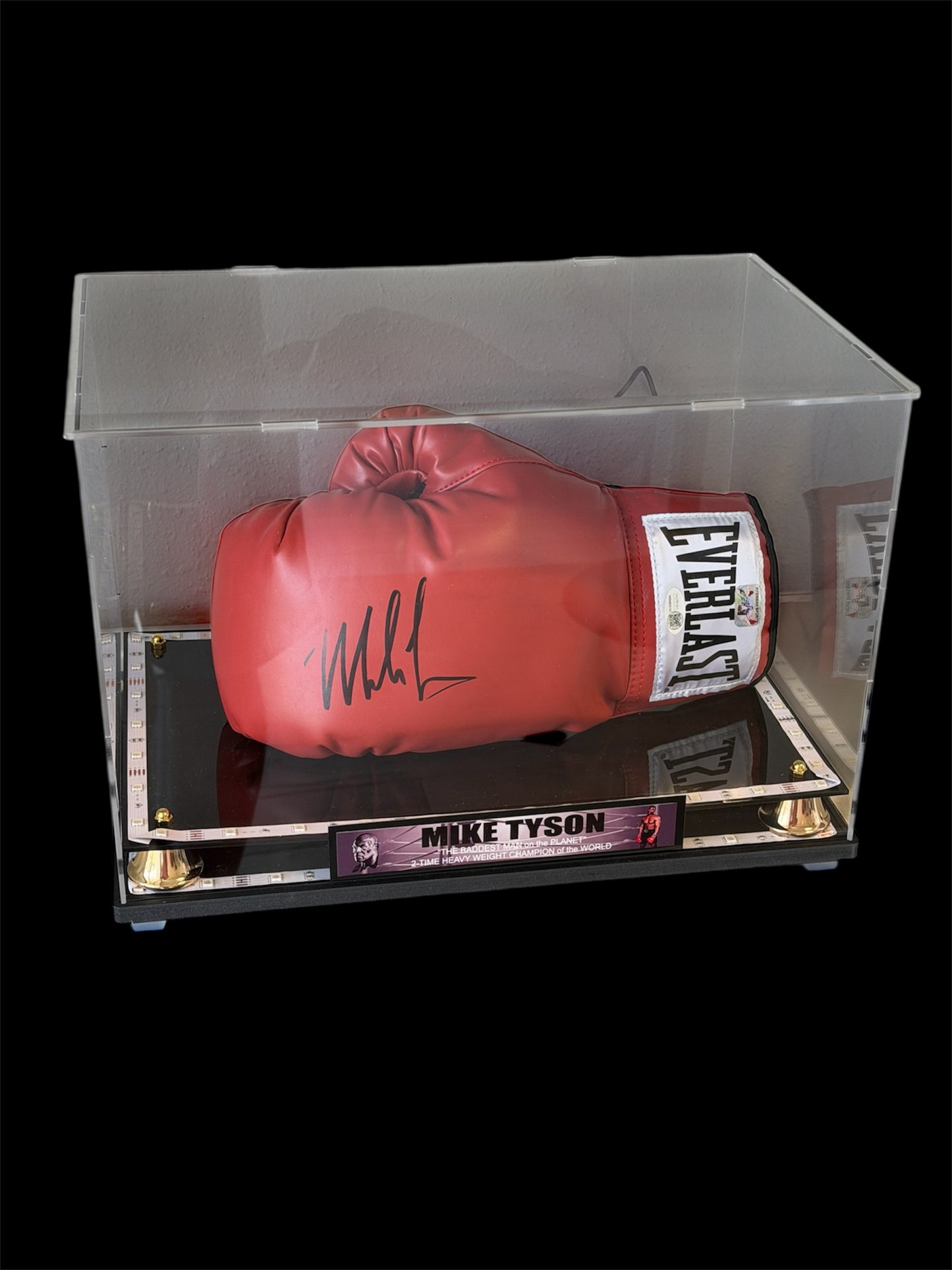 Mike Tyson Red Everlast Autographed Boxing Glove with Lighted Display Case
