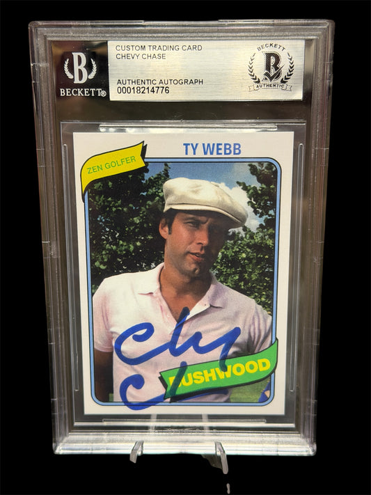 Chevy Chase Signed Ty Webb CaddyShack Zen Golfer Card Beckett