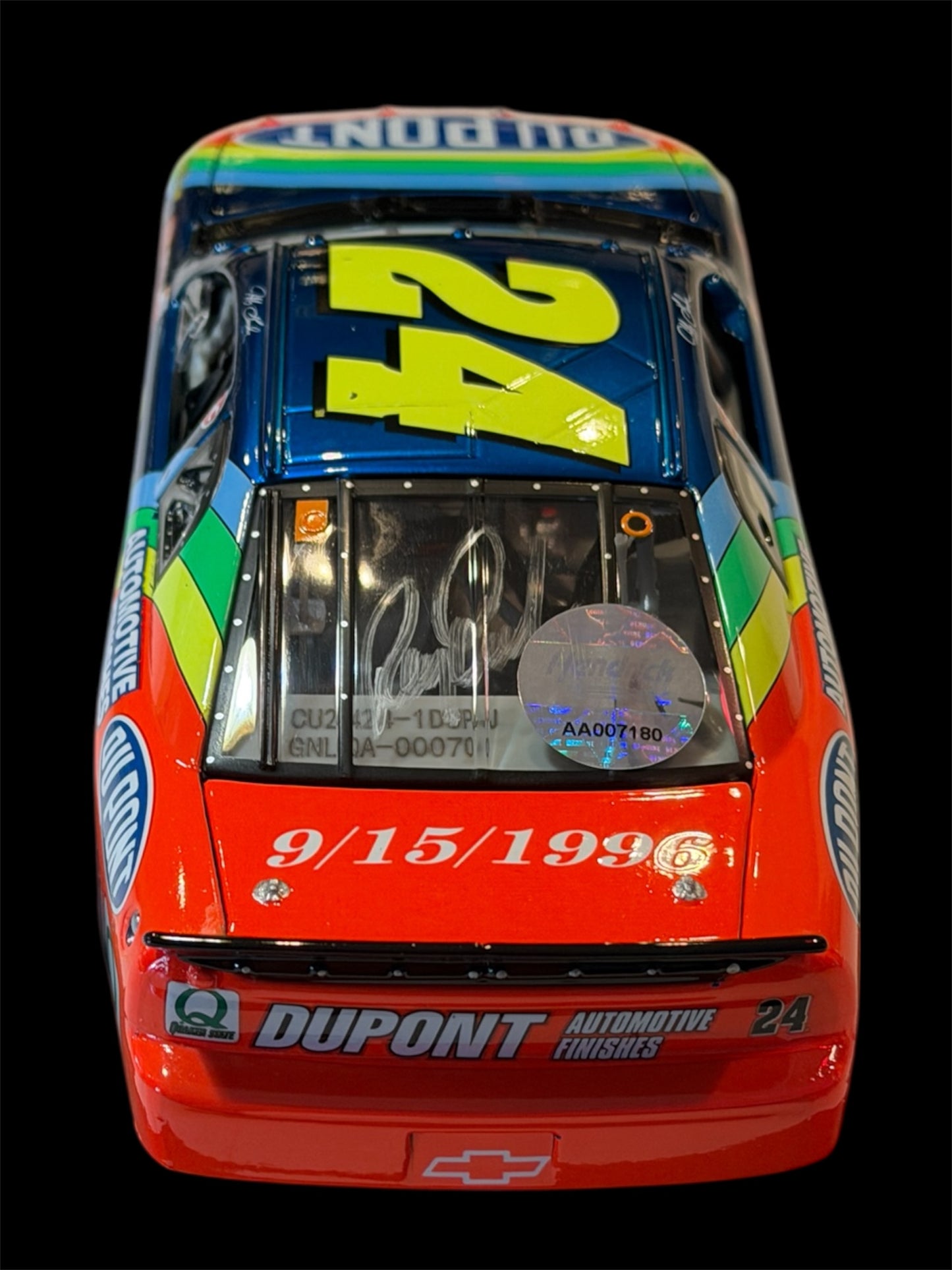 Jeff Gordon & Ray Evernham Signed LE NASCAR #24 Dupont 1996 Dover Win Monte Carlo Liquid Color 1:24 Scale Diecast Car