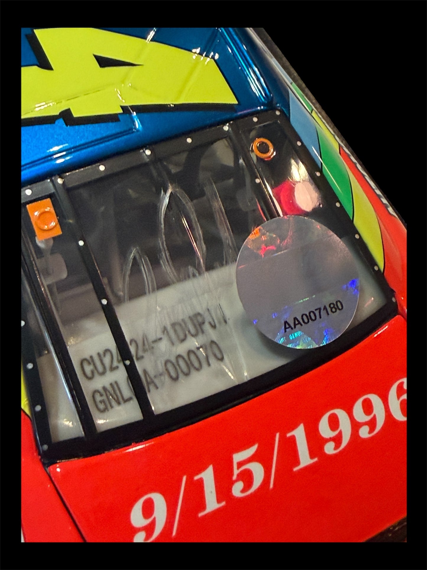 Jeff Gordon & Ray Evernham Signed LE NASCAR #24 Dupont 1996 Dover Win Monte Carlo Liquid Color 1:24 Scale Diecast Car