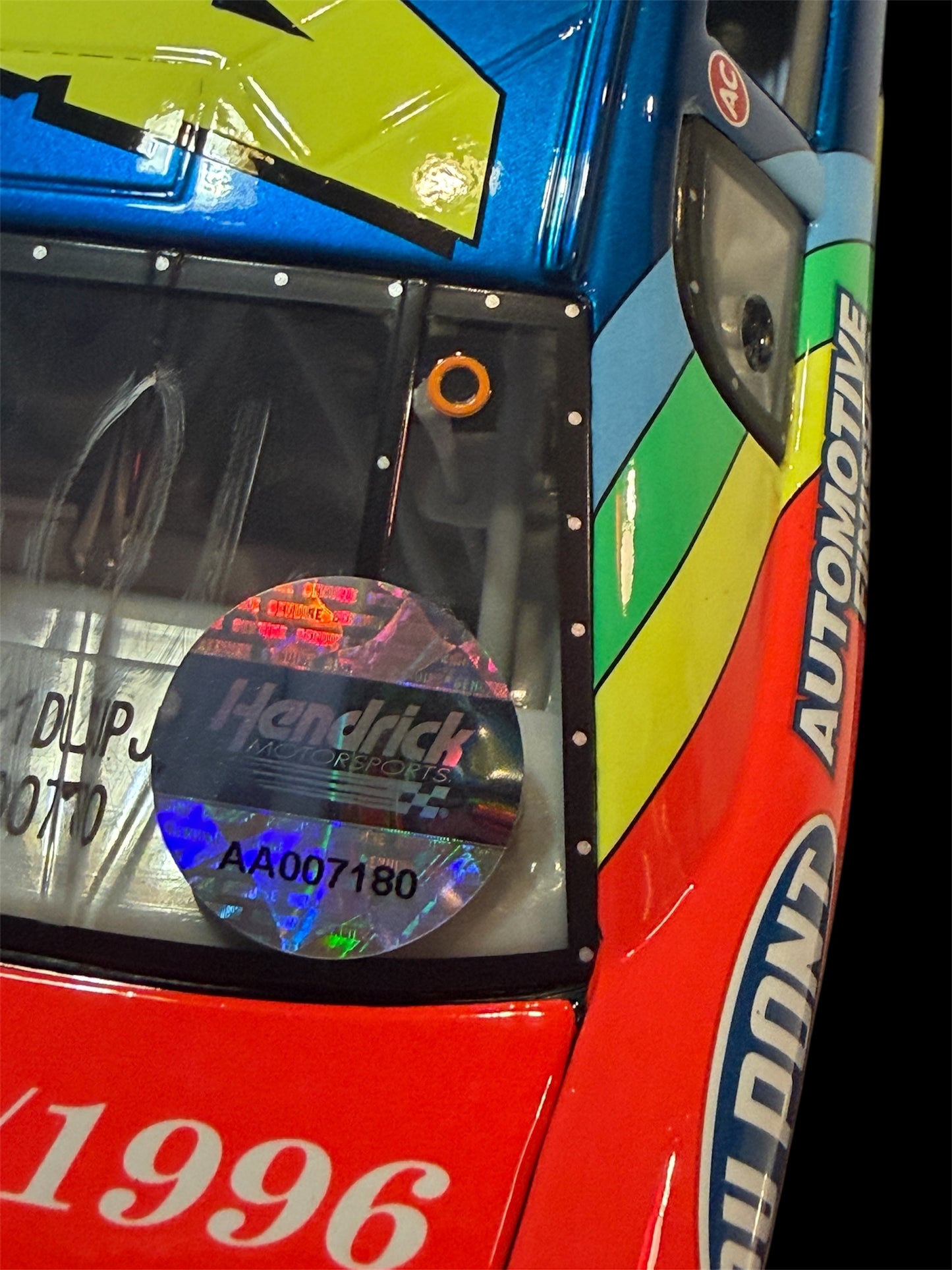 Jeff Gordon & Ray Evernham Signed LE NASCAR #24 Dupont 1996 Dover Win Monte Carlo Liquid Color 1:24 Scale Diecast Car