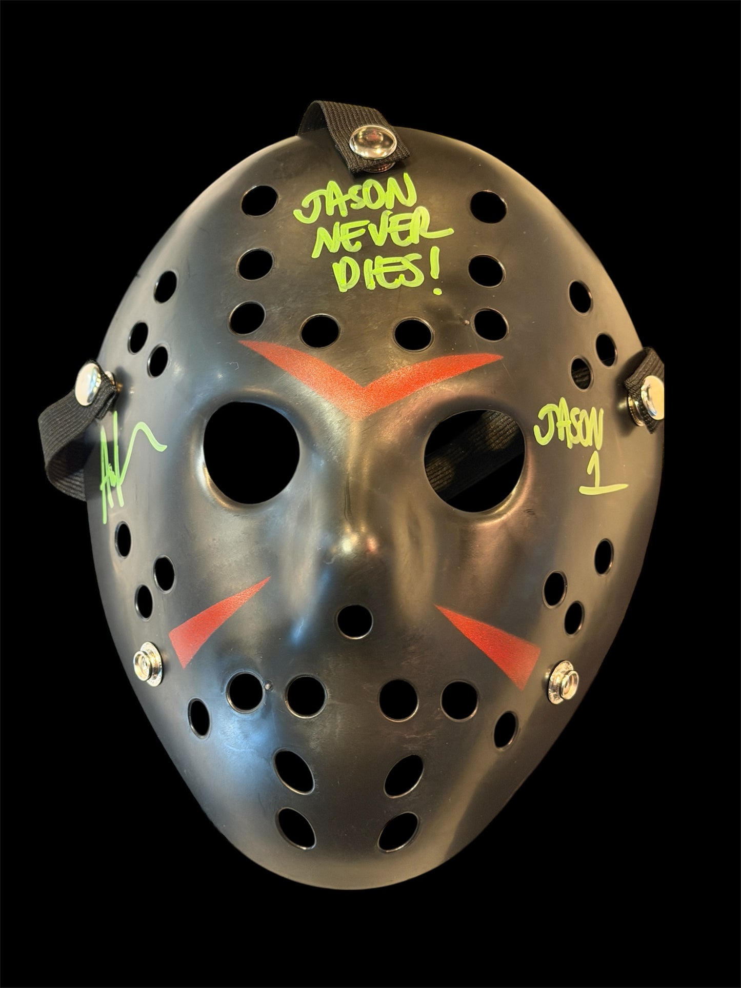 Ari Lehman Signed & Inscribed Black Hockey Mask “Jason 1 / Jason Never Dies”