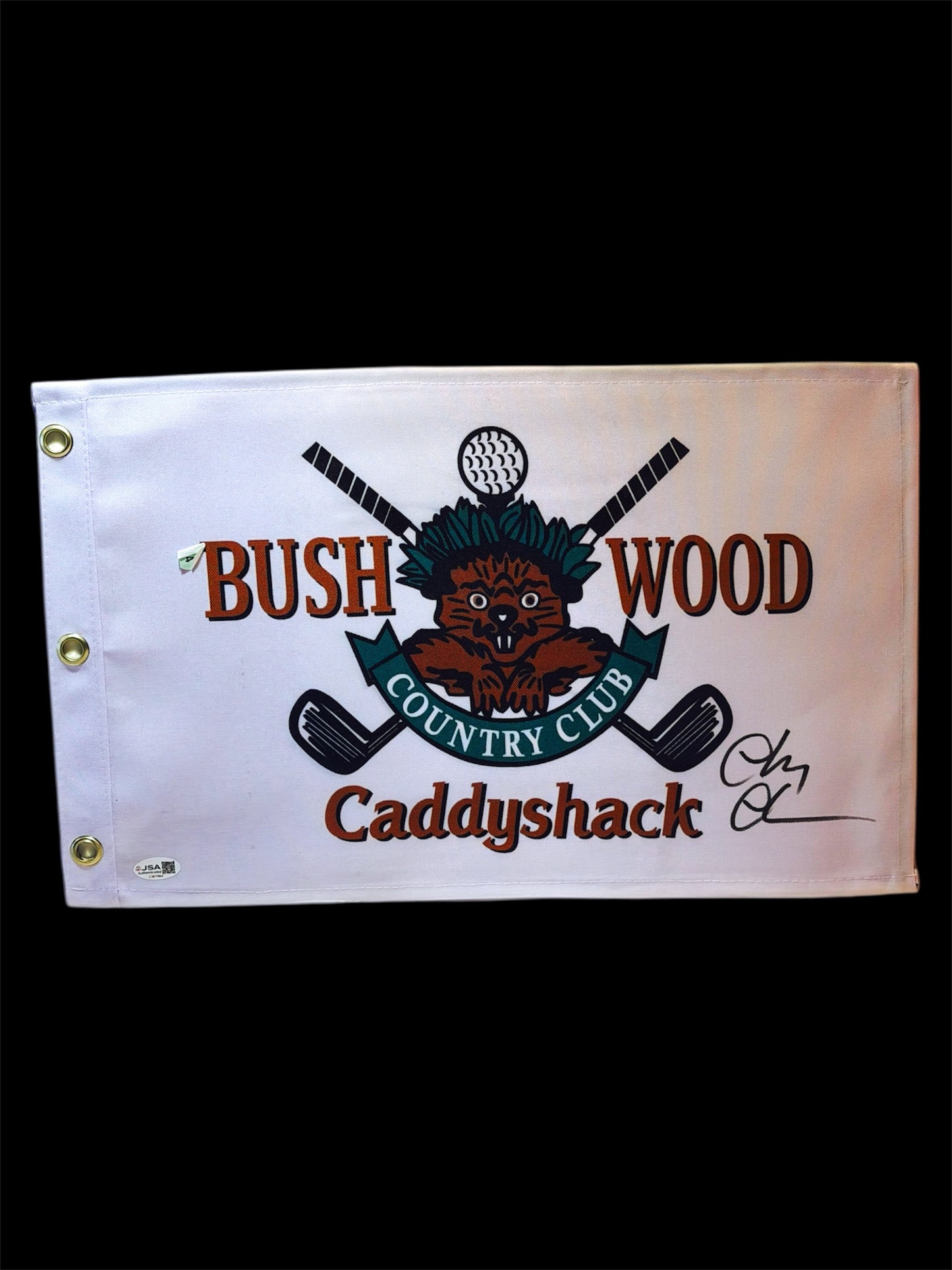 Chevy Chase Signed 12x19 Caddyshack Buschwood Country Club Pin Flag JSA Authenticated