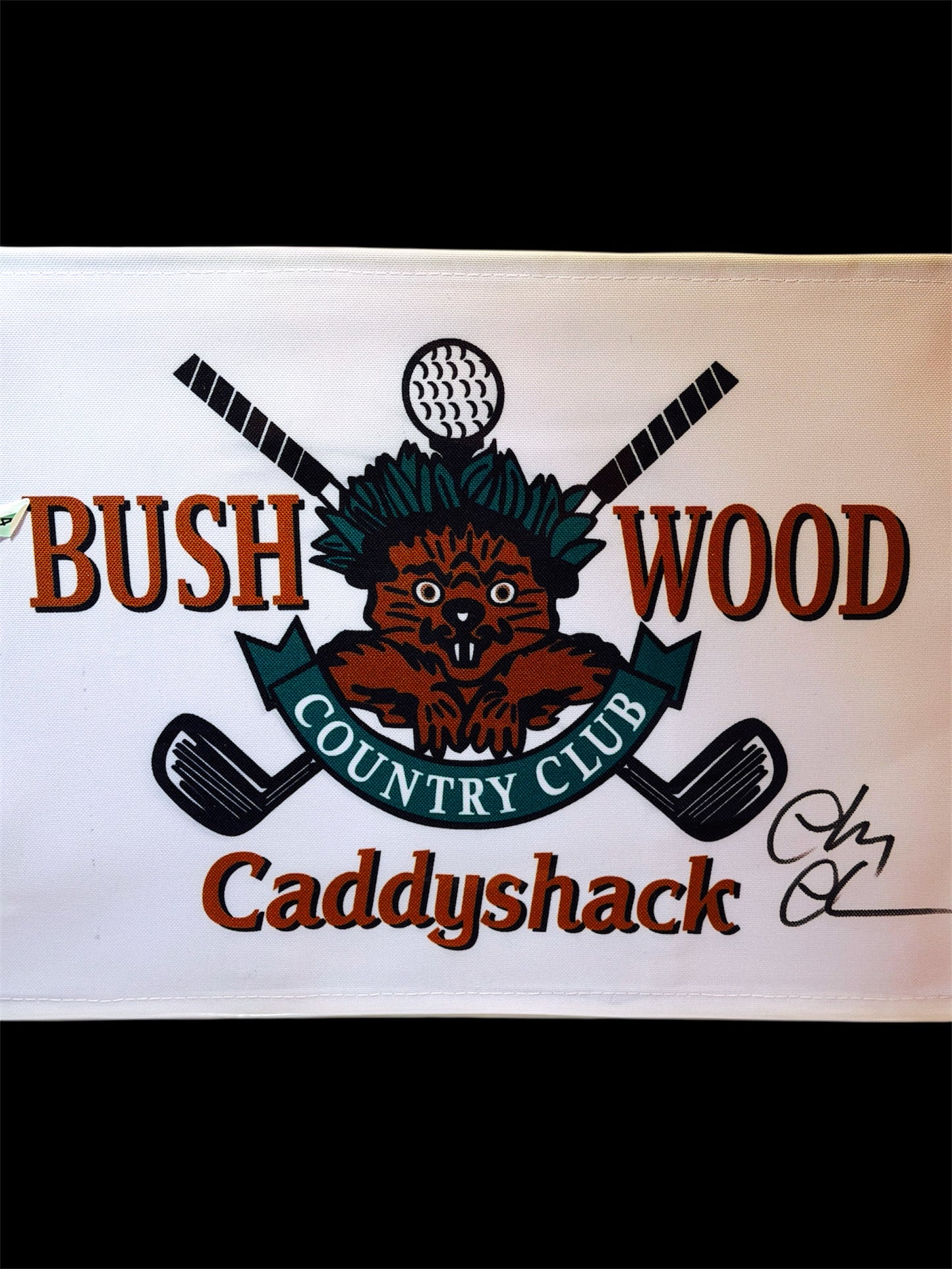 Chevy Chase Signed 12x19 Caddyshack Buschwood Country Club Pin Flag JSA Authenticated