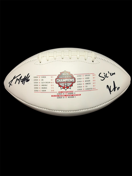 Dual Auto Kearis Jackson & Kenny McIntosh Signed Football Georgia Bulldogs 2022 National Champions