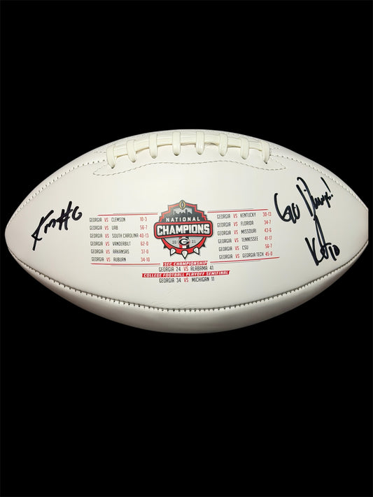 Dual AutoKearis Jackson & Kenny McIntosh Signed Football Georgia Bulldogs 2022 National Champions