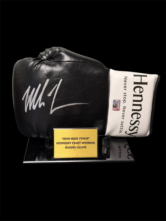 Mike Tyson Signed Hennessy Boxing Glove — Sponsor Display | Fiterman Authenticated