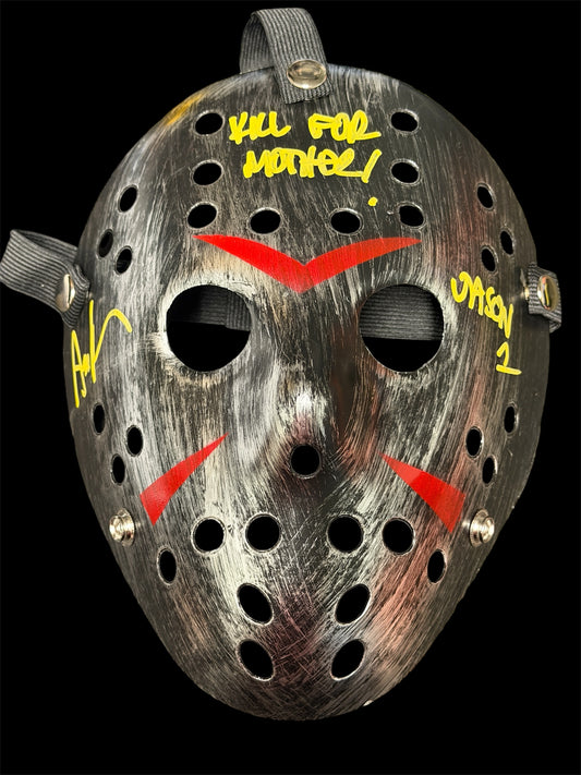 Ari Lehman Signed & Inscribed Black Hockey Mask “Jason 1 / Kill For Mother