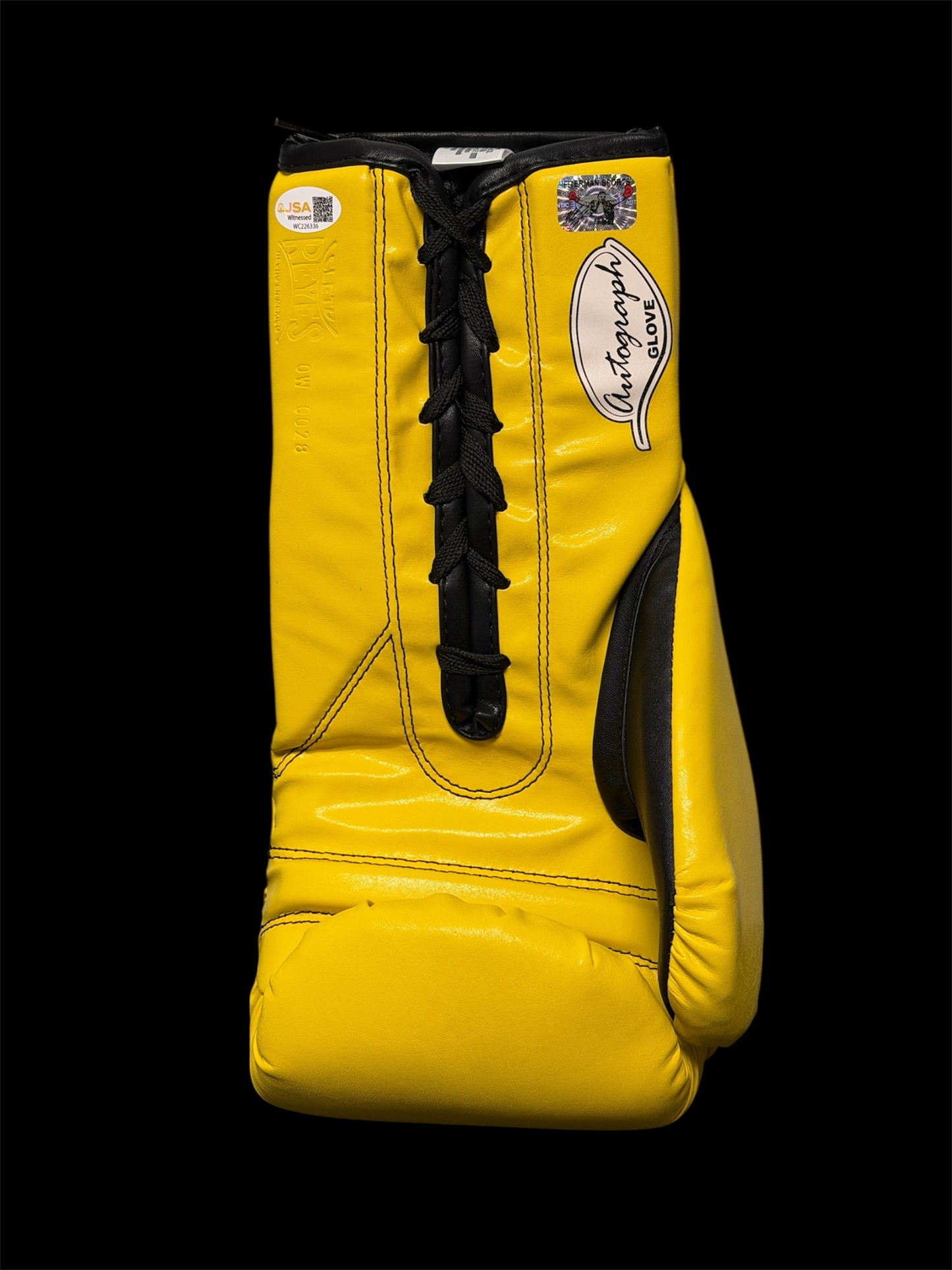 Mike Tyson Yellow Reyes Autographed Boxing Glove with Display Case