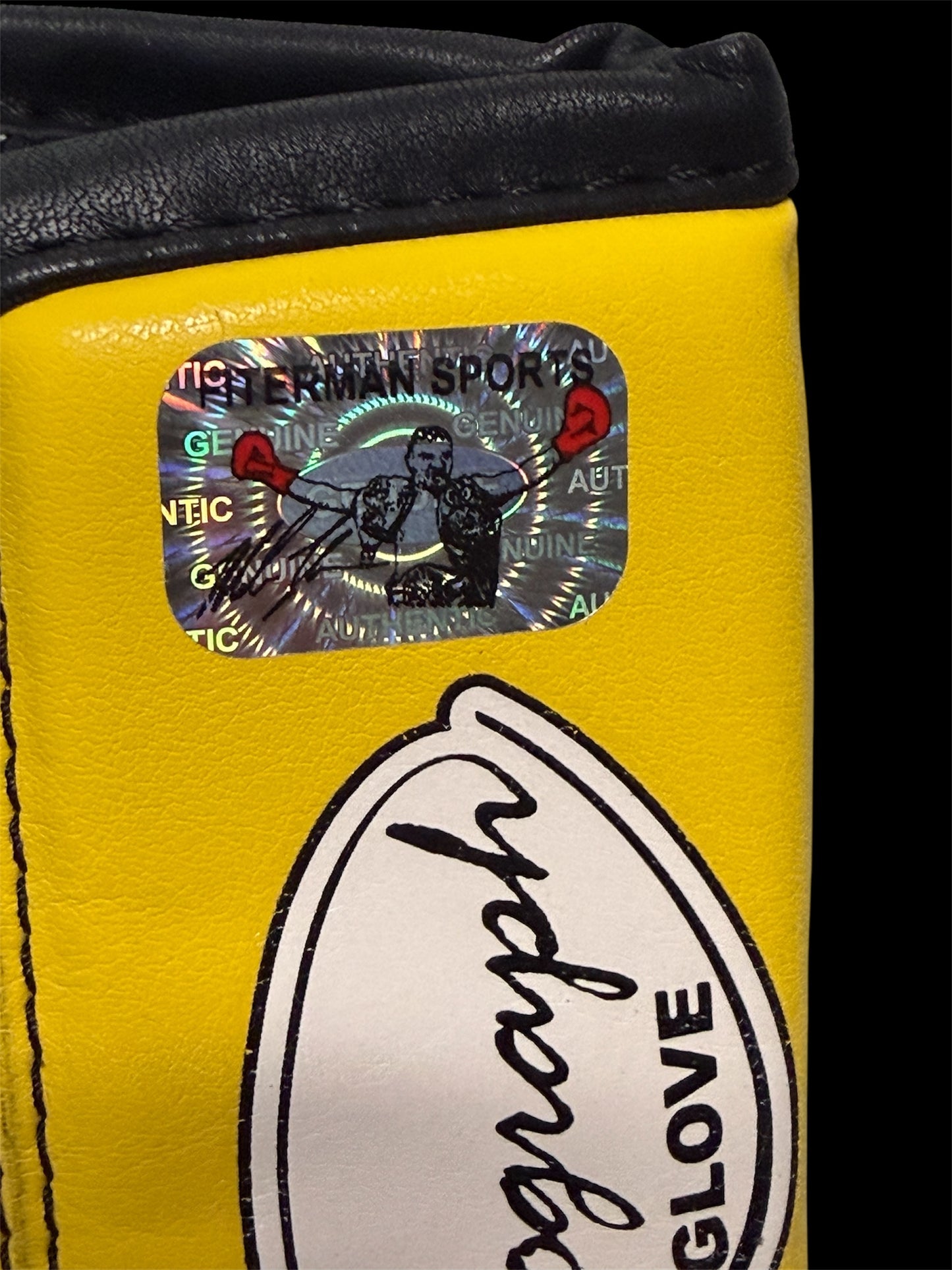 Mike Tyson Yellow Reyes Autographed Boxing Glove with Display Case