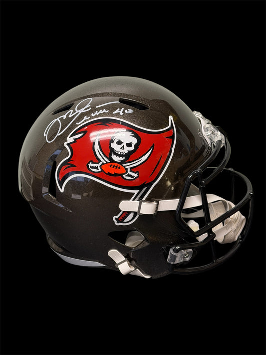Mike Alstott signed Tampa Bay Buccaneers replica Speed helmet