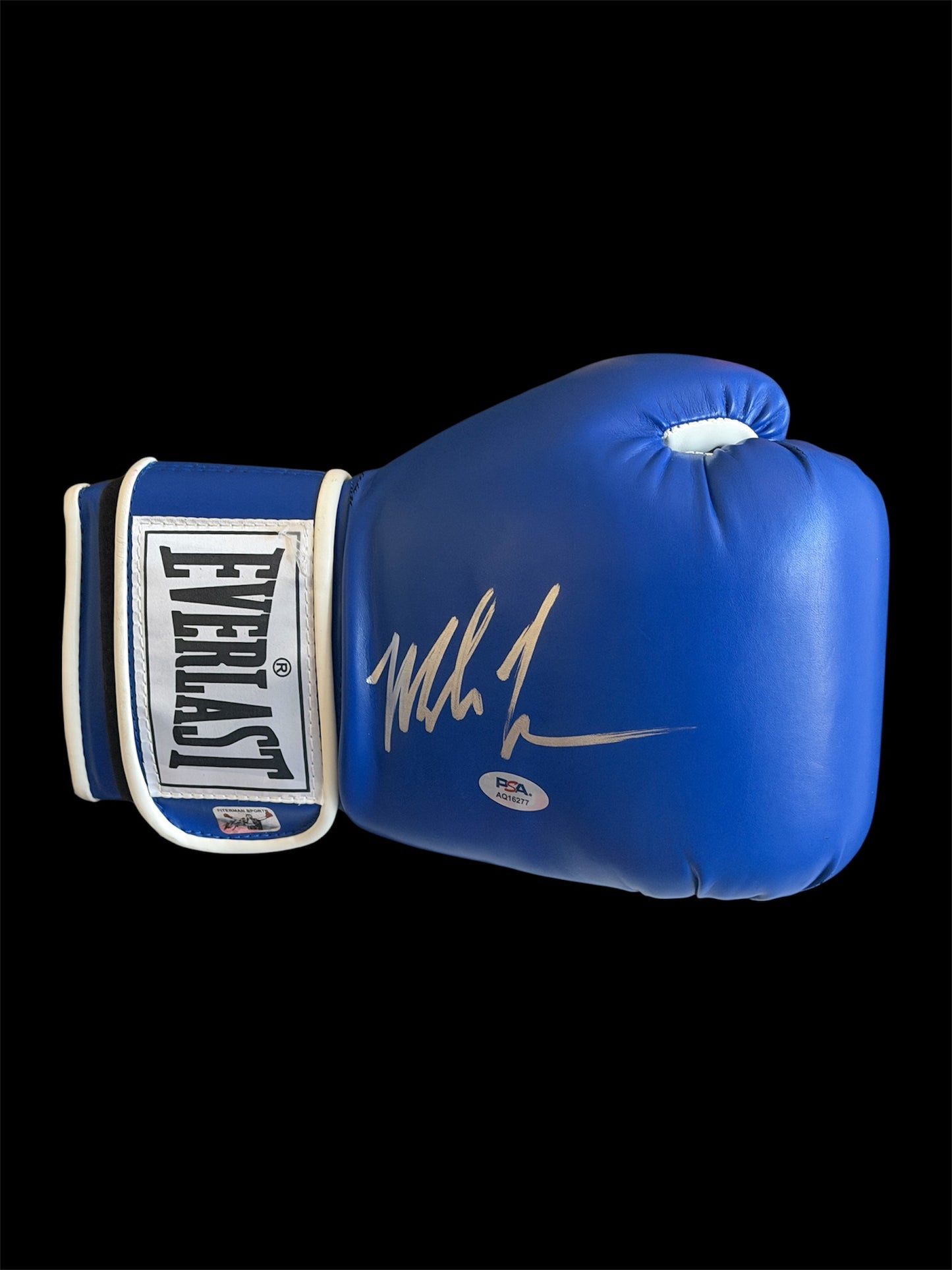 Mike Tyson Art Display With A Signed Blue Everlast Glove 29x17 Frame