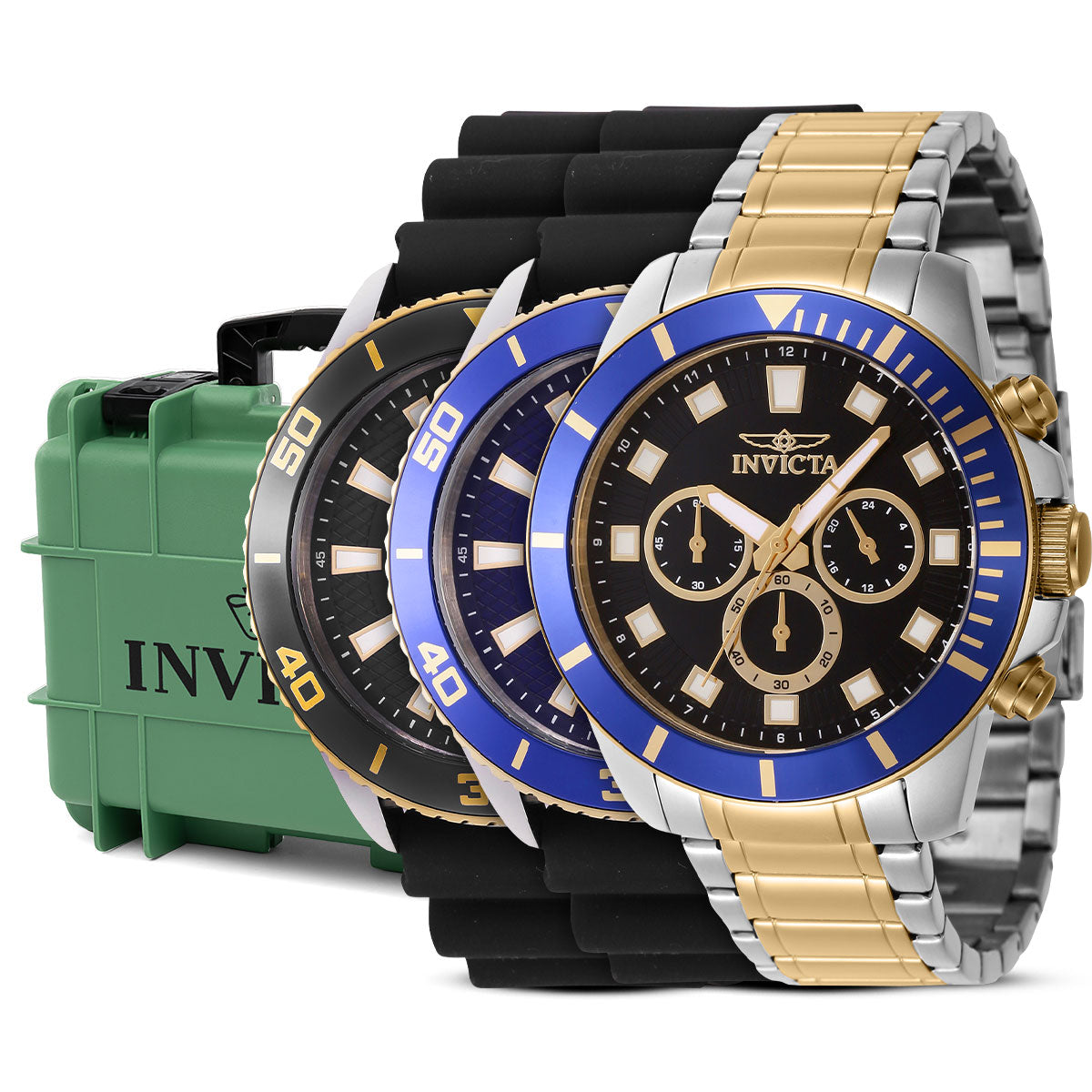 Invicta Pro Diver Men's Triple Watch Bundle 45mm